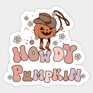 Halloween Howdy Pumpkin Cowboy Cowgirl Sticker